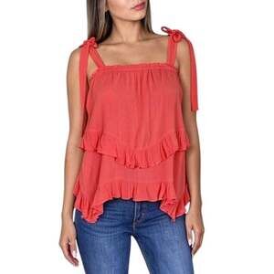 Le Lis Coral Ruffle Top Size S